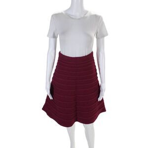 Luca Luca Womens Wool Striped A Line Skirt Fuschia Size 44